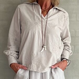 Stajl Bluse Broderi Anglaise Beige