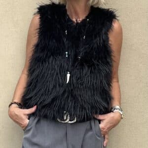 Costa Mani Vest Fluffy Black Fake